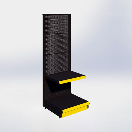 Kopstelling perforatie - H180 x B66,5 x D57 cm - 2 niveaus - Zwart