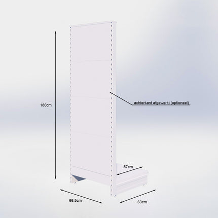 Kopstelling perforatie - H180 x B66,5 x D57 cm - 1 niveau - Grijs