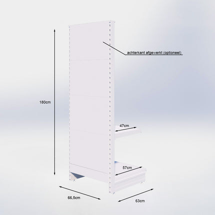 Kopstelling perforatie - H180 x B66,5 x D57 cm - 2 niveaus - Antraciet