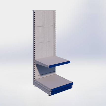 Kopstelling perforatie - H180 x B66,5 x D67 cm - 2 niveaus - Grijs