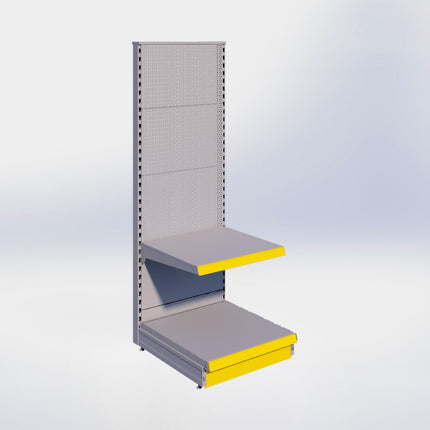 Kopstelling perforatie - H180 x B66,5 x D67 cm - 2 niveaus - Grijs
