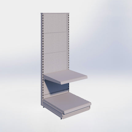 Kopstelling perforatie - H180 x B66,5 x D67 cm - 2 niveaus - Grijs