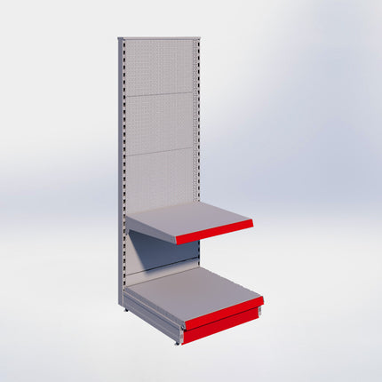 Kopstelling perforatie - H180 x B66,5 x D67 cm - 2 niveaus - Grijs