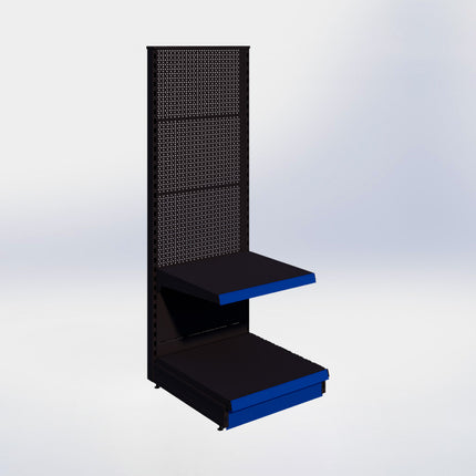 Kopstelling perforatie - H180 x B66,5 x D67 cm - 2 niveaus - Zwart