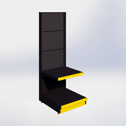 Kopstelling perforatie - H180 x B66,5 x D67 cm - 2 niveaus - Zwart