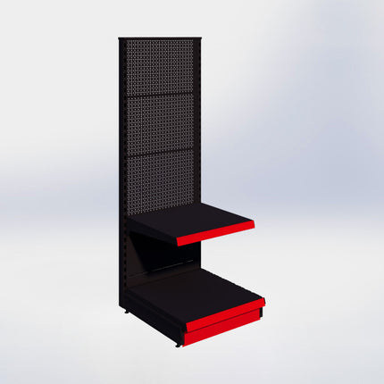 Kopstelling perforatie - H180 x B66,5 x D67 cm - 2 niveaus - Zwart