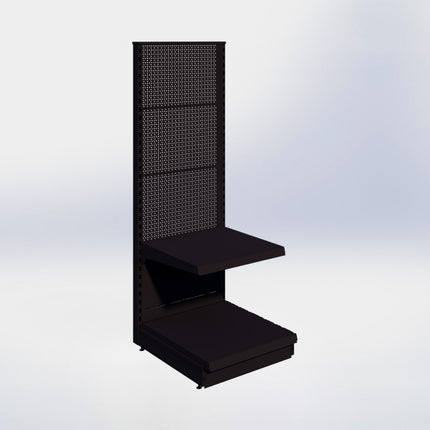 Kopstelling perforatie - H180 x B66,5 x D67 cm - 2 niveaus - Zwart