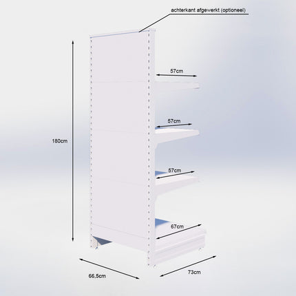 Kopstelling - H180 x B66,5 x D67 cm - 4 niveaus - Zwart