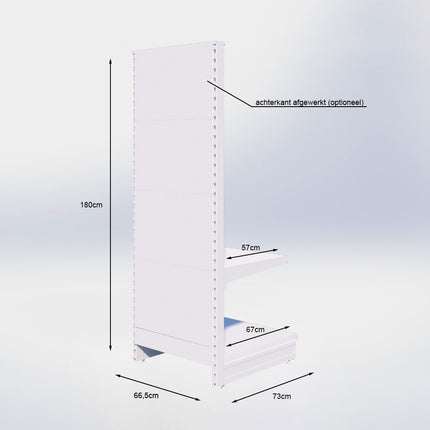 Kopstelling perforatie - H180 x B66,5 x D67 cm - 2 niveaus - Zwart