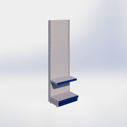 Wandstelling perforatie - H215 x B66,5 x D37 cm - 2 niveaus - Grijs