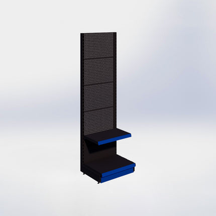 Wandstelling perforatie - H215 x B66,5 x D47 cm - 2 niveaus - Zwart