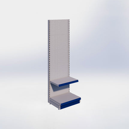 Wandstelling perforatie - H215 x B66,5 x D47 cm - 2 niveaus - Grijs