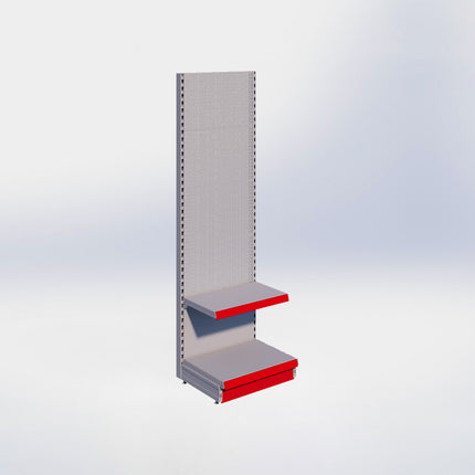 Wandstelling perforatie - H215 x B66,5 x D47 cm - 2 niveaus - Grijs