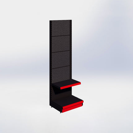 Wandstelling perforatie - H215 x B66,5 x D47 cm - 2 niveaus - Zwart