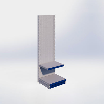 Wandstelling perforatie - H215 x B66,5 x D57 cm - 2 niveaus - Grijs