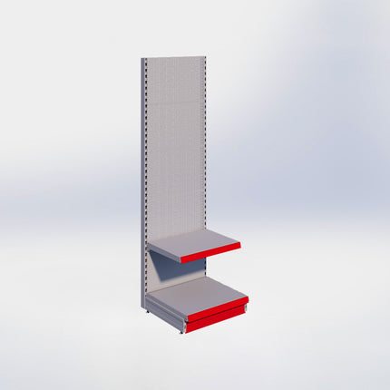 Wandstelling perforatie - H215 x B66,5 x D57 cm - 2 niveaus - Grijs