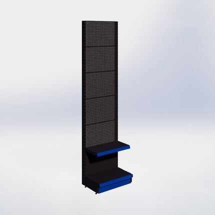 Wandstelling perforatie - H250 x B66,5 x D37 cm - 2 niveaus - Zwart