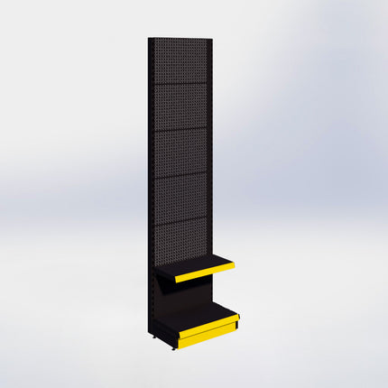 Wandstelling perforatie - H250 x B66,5 x D37 cm - 2 niveaus - Zwart