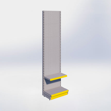 Wandstelling perforatie - H250 x B66,5 x D37 cm - 2 niveaus - Grijs