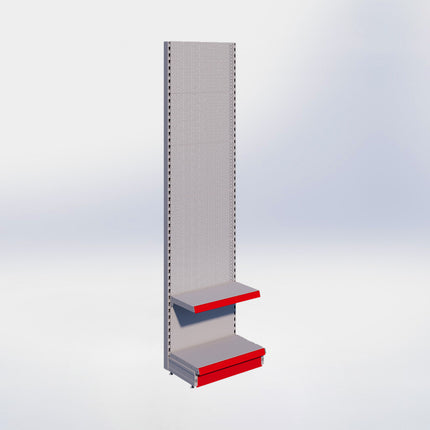 Wandstelling perforatie - H250 x B66,5 x D37 cm - 2 niveaus - Grijs