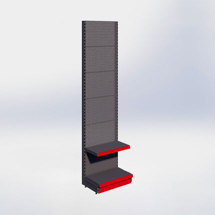 Wandstelling perforatie - H250 x B66,5 x D37 cm - 2 niveaus - Antraciet