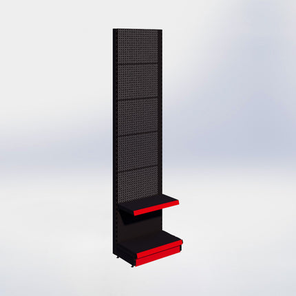 Wandstelling perforatie - H250 x B66,5 x D37 cm - 2 niveaus - Zwart