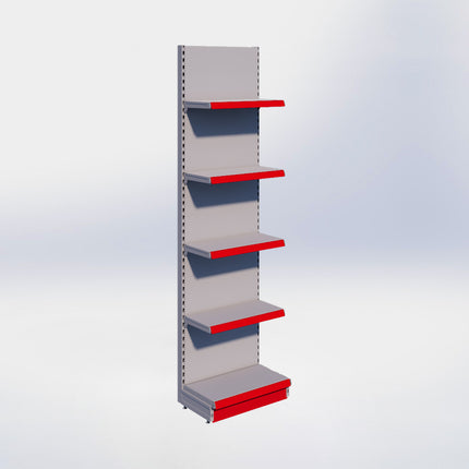 Wandstelling - H250 x B66,5 x D37 cm - 5 niveaus - Grijs