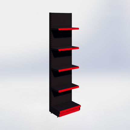 Wandstelling - H250 x B66,5 x D37 cm - 5 niveaus - Zwart