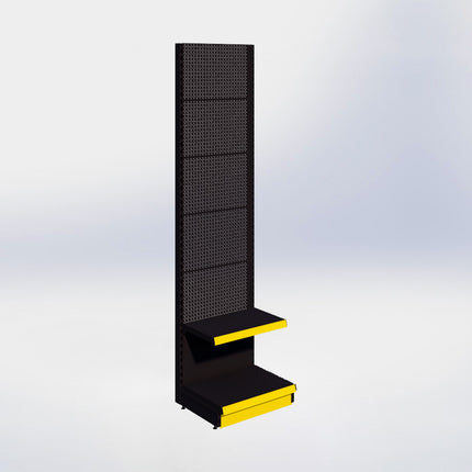 Wandstelling perforatie - H250 x B66,5 x D47 cm - 2 niveaus - Zwart