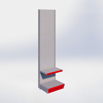 Wandstelling perforatie - H250 x B66,5 x D47 cm - 2 niveaus - Grijs