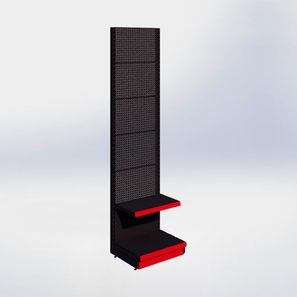 Wandstelling perforatie - H250 x B66,5 x D47 cm - 2 niveaus - Zwart