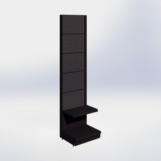 Wandstelling perforatie - H250 x B66,5 x D47 cm - 2 niveaus - Zwart