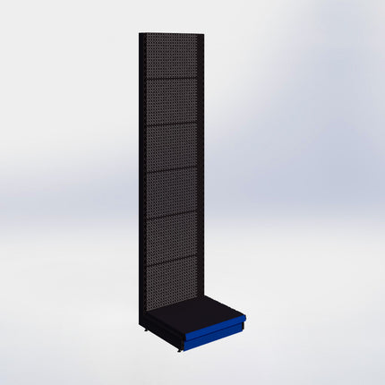 Wandstelling perforatie - H250 x B66,5 x D57 cm - 1 niveau - Zwart