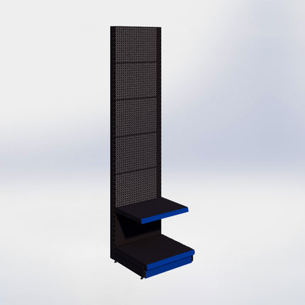 Wandstelling perforatie - H250 x B66,5 x D57 cm - 2 niveaus - Zwart