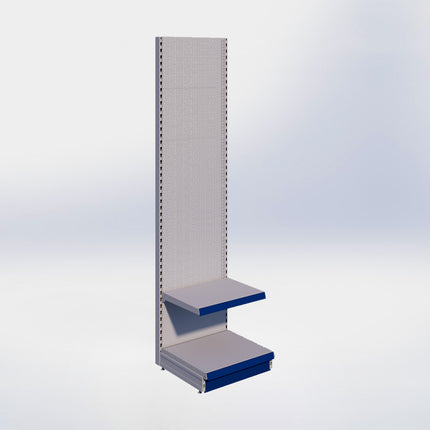 Wandstelling perforatie - H250 x B66,5 x D57 cm - 2 niveaus - Grijs