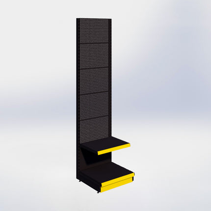 Wandstelling perforatie - H250 x B66,5 x D57 cm - 2 niveaus - Zwart