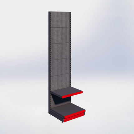 Wandstelling perforatie - H250 x B66,5 x D57 cm - 2 niveaus - Antraciet