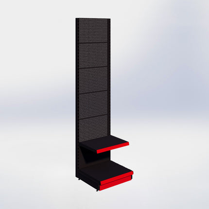 Wandstelling perforatie - H250 x B66,5 x D57 cm - 2 niveaus - Zwart