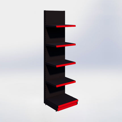 Wandstelling - H250 x B66,5 x D57 cm - 5 niveaus - Zwart