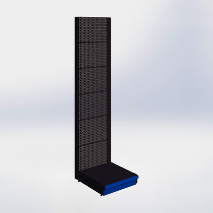 Wandstelling perforatie - H250 x B66,5 x D67 cm - 1 niveau - Zwart