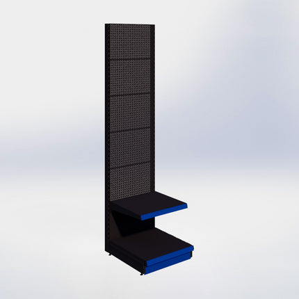 Wandstelling perforatie - H250 x B66,5 x D67 cm - 2 niveaus - Zwart