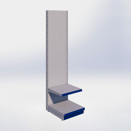 Wandstelling perforatie - H250 x B66,5 x D67 cm - 2 niveaus - Grijs