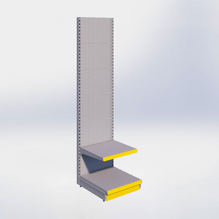 Wandstelling perforatie - H250 x B66,5 x D67 cm - 2 niveaus - Grijs