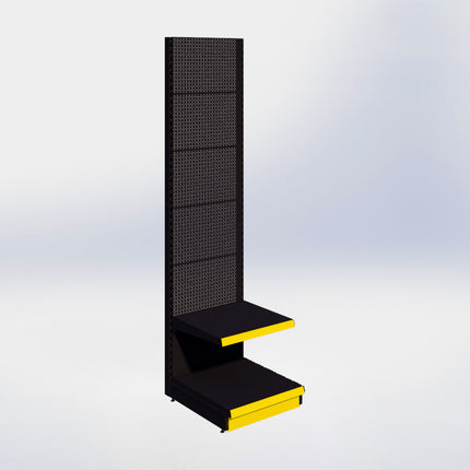 Wandstelling perforatie - H250 x B66,5 x D67 cm - 2 niveaus - Zwart