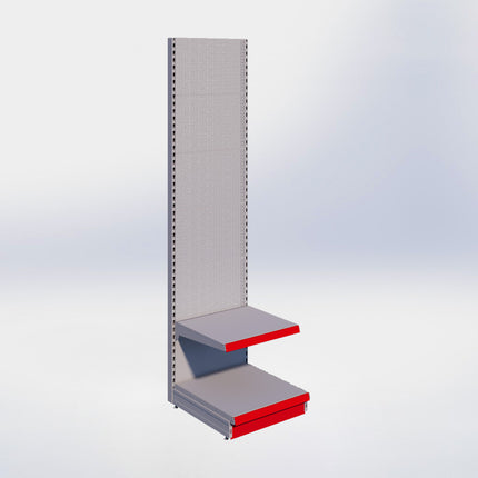 Wandstelling perforatie - H250 x B66,5 x D67 cm - 2 niveaus - Grijs