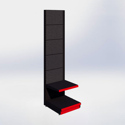 Wandstelling perforatie - H250 x B66,5 x D67 cm - 2 niveaus - Zwart