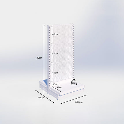 Middenstelling perforatie - H140 x B66,5 x D37 cm - 1 niveau - Zwart