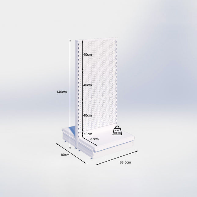 Middenstelling perforatie - H140 x B66,5 x D37 cm - 1 niveau - Zwart