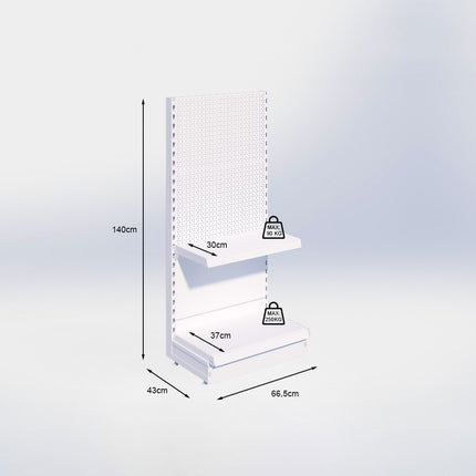 Kopstelling perforatie - H140 x B66,5 x D37 cm - 2 niveaus - Antraciet