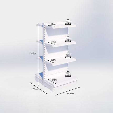 Middenstelling - H140 x B66,5 x D37 cm - 4 niveaus - Antraciet
